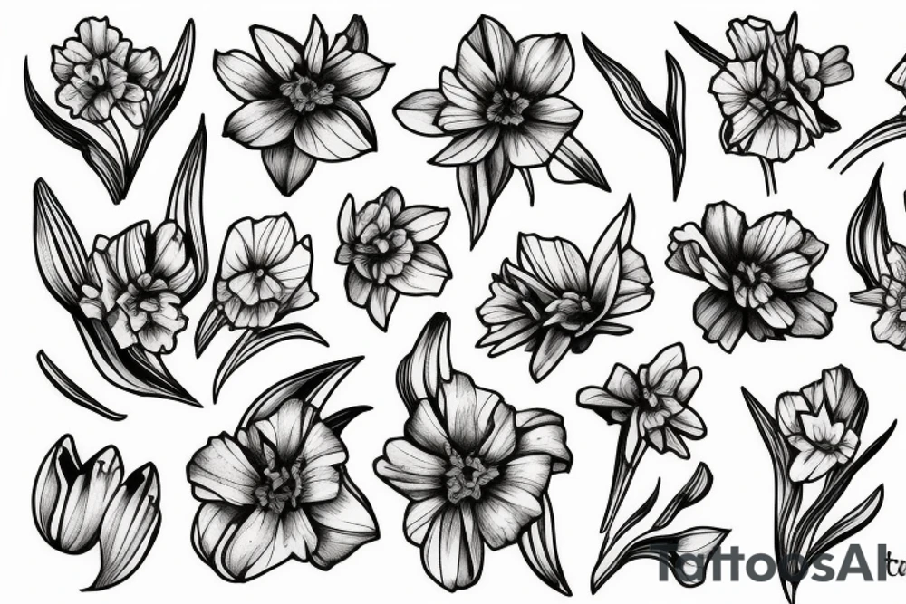 Leafy Vine, Carnation, primrose, daffodil, daisy, sweet pea, narcissus, delicate tattoo idea Leafy Vine, Carnation, primrose, daffodil, daisy, sweet pea, narcissus, delicate tattoo idea