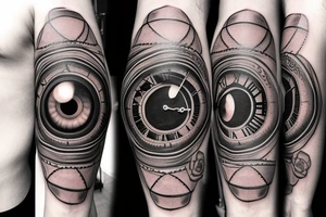 A large eye with a clock inside of it tattoo idea