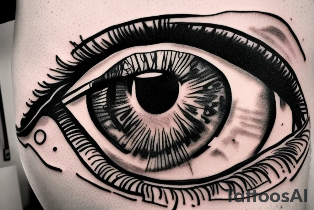 A large eye with a clock inside of it tattoo idea