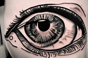 A large eye with a clock inside of it tattoo idea