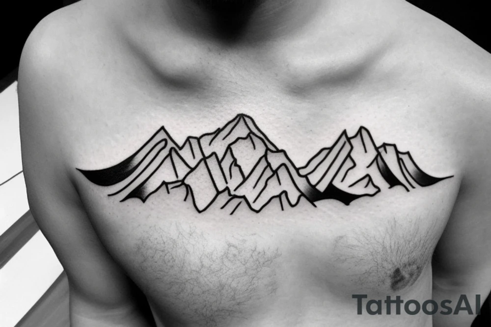 Circular, minimalistic tattoo for a man centred around mountains and snow tattoo idea Circular, minimalistic tattoo for a man centred around mountains and snow tattoo idea