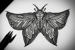 An atlas moth in the style of the firefly logo from the last of us tattoo idea