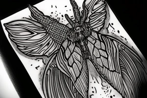 An atlas moth in the style of the firefly logo from the last of us tattoo idea