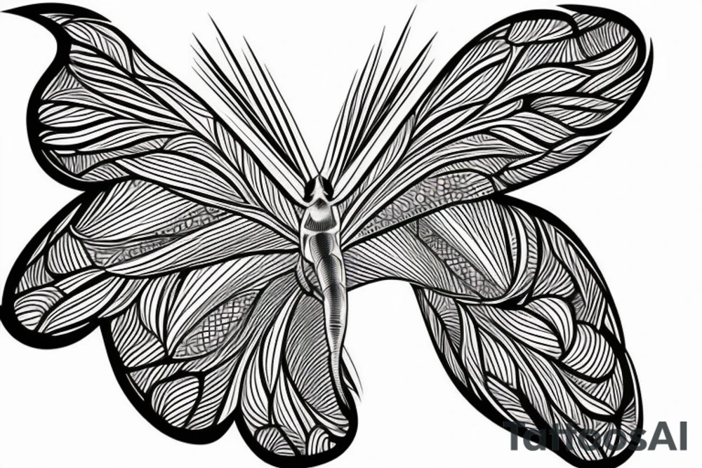 An atlas moth drawn in straight lines, solid color, black tattoo idea An atlas moth drawn in straight lines, solid color, black tattoo idea