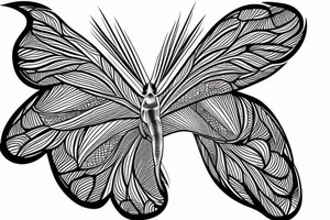 An atlas moth drawn in straight lines, solid color, black tattoo idea