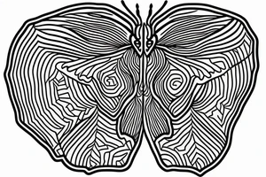A symmetric atlas moth drawn in straight lines, solid color, black tattoo idea
