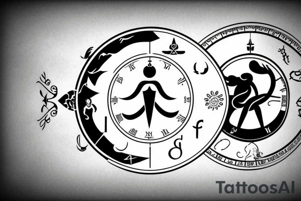 Father and daughter symbol with cancer horoscope tattoo idea