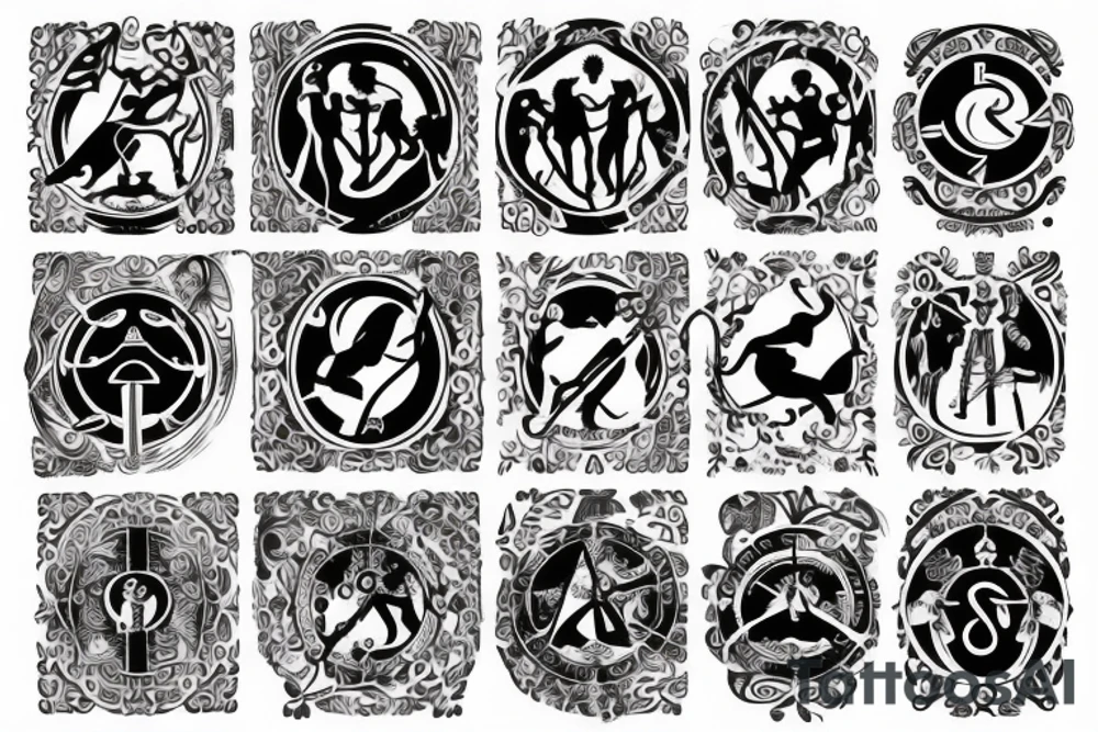 Father and daughter symbol with cancer horoscope tattoo idea