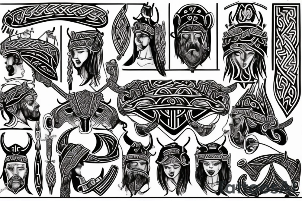 viking  armsleev with the name Theo and Nellie incorperated. tattoo idea