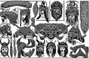 viking  armsleev with the name Theo and Nellie incorperated. tattoo idea
