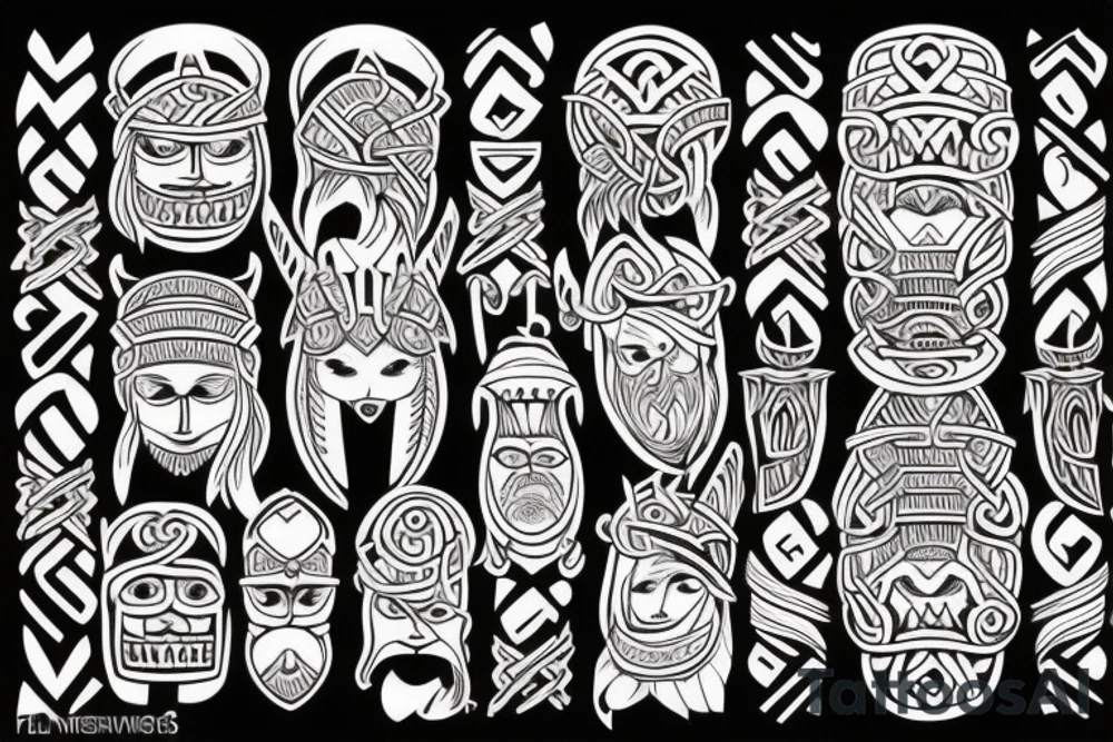viking  armsleev with the name Theo and Nellie incorperated. tattoo idea