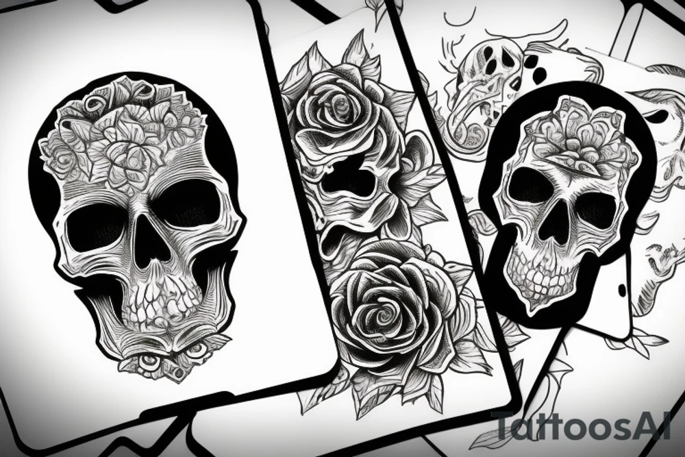 skull cards tattoo idea