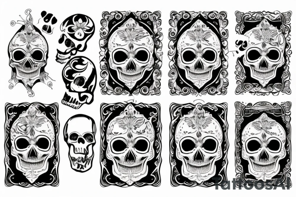 skull cards tattoo idea