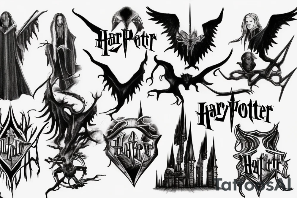 Harry Potter related and metal rock music tattoo idea