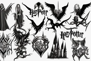 Harry Potter related and metal rock music tattoo idea