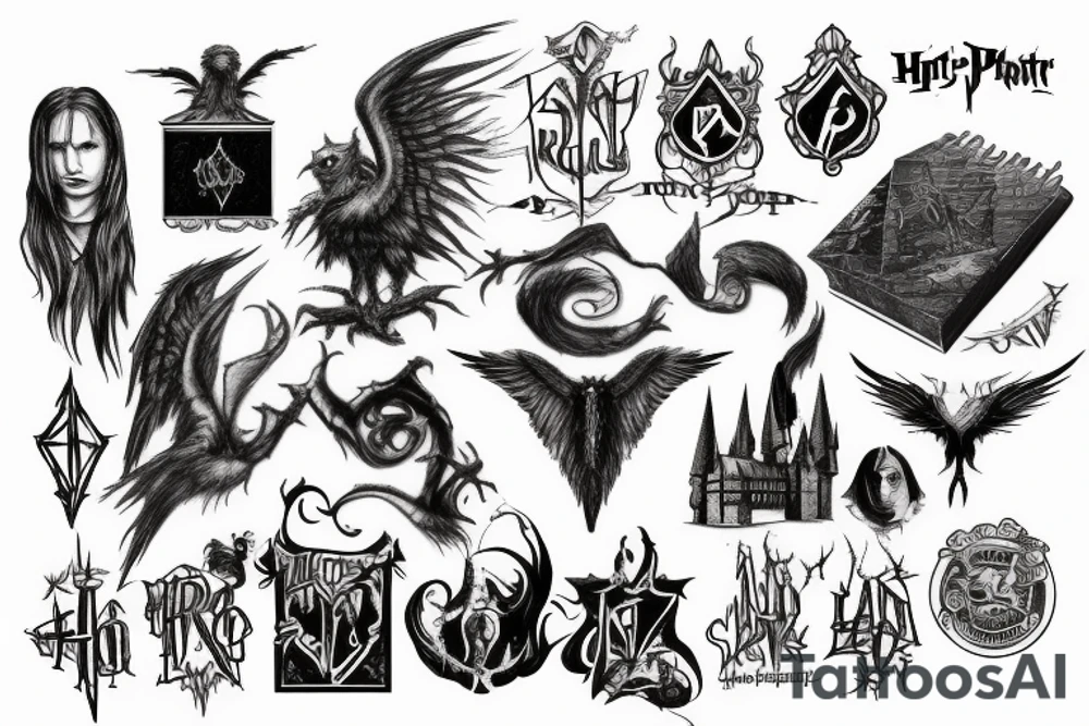 Harry Potter related and metal rock music tattoo idea