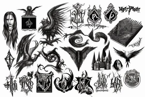 Harry Potter related and metal rock music tattoo idea