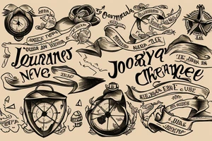 a compas with an old treasure map with the text: May the journey never end tattoo idea