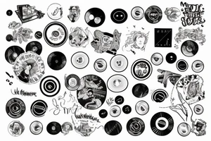 thumb flipping a vinyl record like a coin tattoo idea