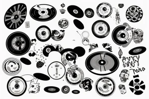 flipping a vinyl record like a coin tattoo idea