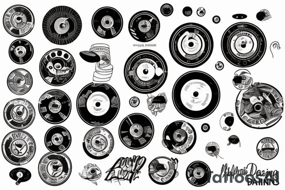 flipping a vinyl record like a coin tattoo idea
