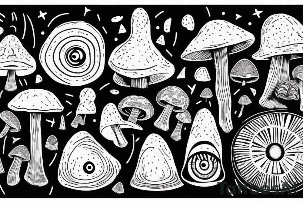 Magic Mushroom with eye in the cap tattoo idea