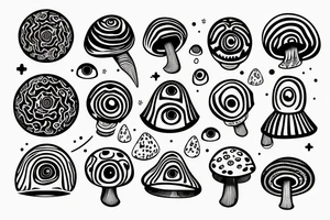 Magic Mushroom with eye in the cap tattoo idea
