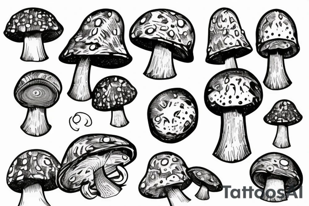 Magic Mushroom with eye in the cap tattoo idea