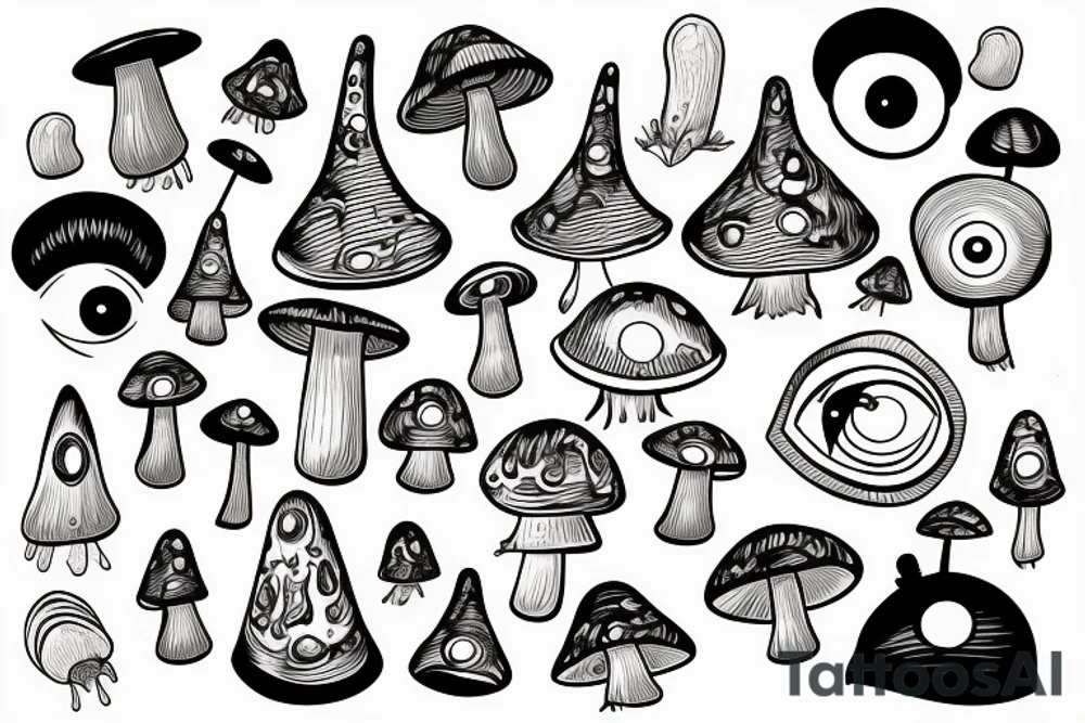 Magic Mushroom with eye in the cap tattoo idea