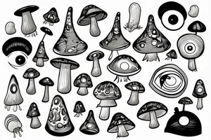 Magic Mushroom with eye in the cap tattoo idea