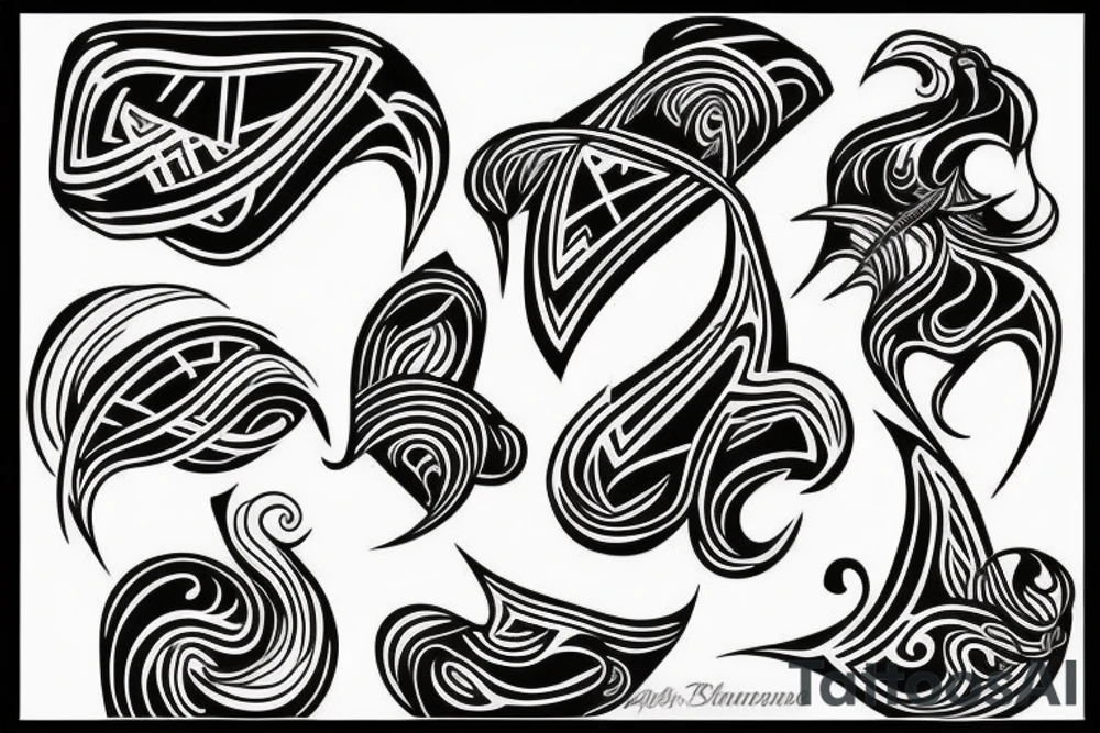 abstract blackwork all black tattoo idea