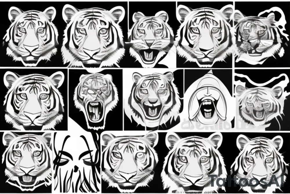 tiger with smoke coming out of eyes ears and nose tattoo idea