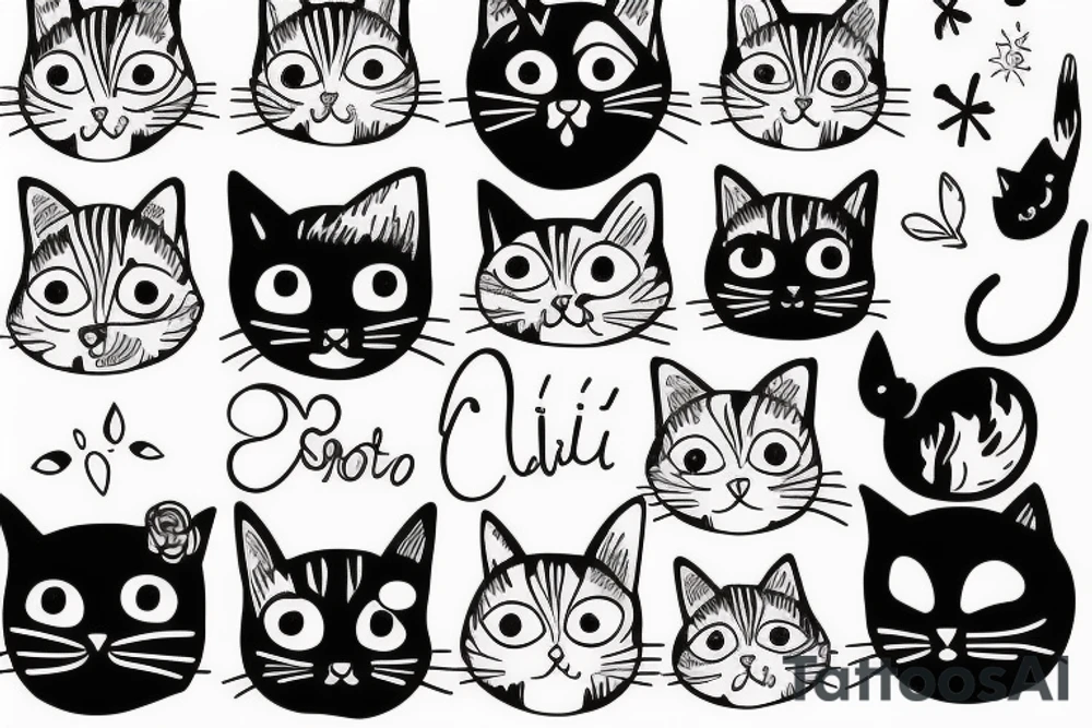 cute cat tattoo idea
