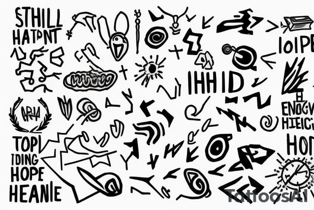 challenges and strengths of living with ADHD. The design should evoke a sense of focus, energy, and determination. It should be simple, memorable, and easily recognizable. The tattoo should convey a message of resilience and hope for those who struggle with ADHD. tattoo idea