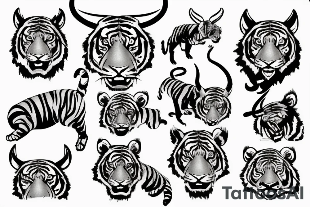 tiger with horns tattoo idea