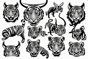 tiger with horns tattoo idea