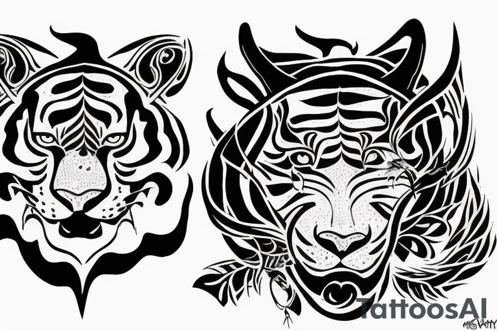 tiger with horns tattoo idea