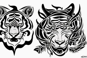 tiger with horns tattoo idea