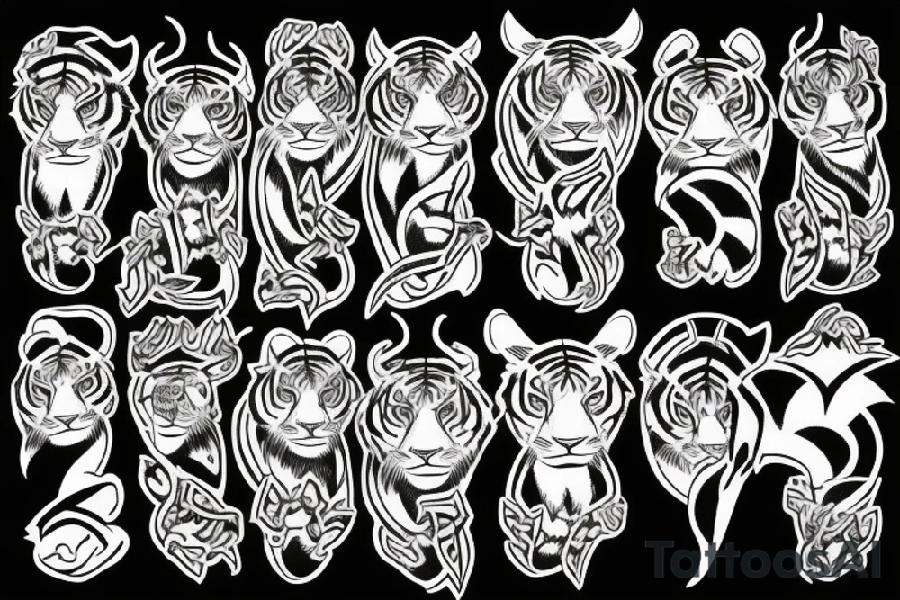 tiger with horns tattoo idea