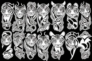tiger with horns tattoo idea