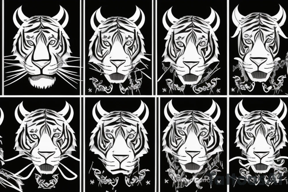 tiger with horns tattoo idea