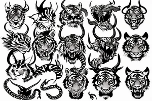 tiger with horns dragon tattoo idea