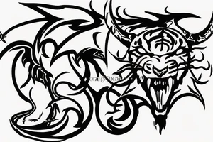 tiger with horns dragon tattoo idea