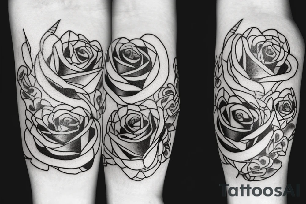 Stop watch surrounded by roses and smoke tattoo idea
