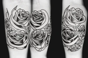 Stop watch surrounded by roses and smoke tattoo idea