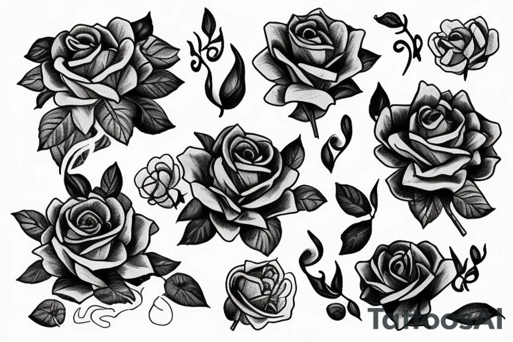 Stop watch surrounded by roses and smoke tattoo idea