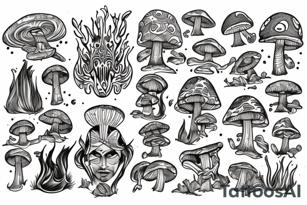 Psychedelic mushroom warrior tattoo idea