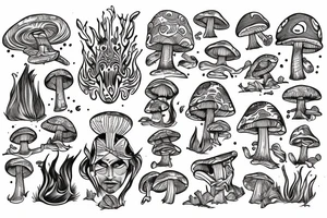 Psychedelic mushroom warrior tattoo idea