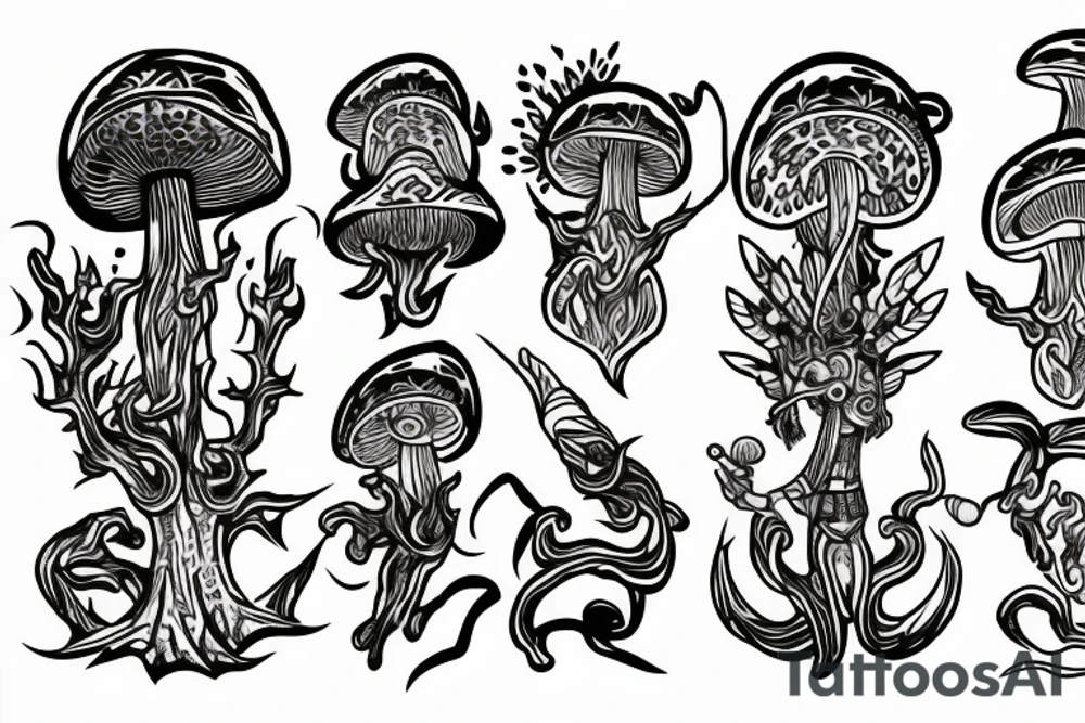Psychedelic mushroom warrior tattoo idea