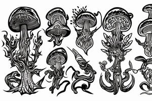 Psychedelic mushroom warrior tattoo idea